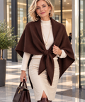 Donkerbruine Elegance Wollen Driehoeksjaal – %100 Wol