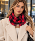 Écharpe en polaire d'hiver douce – Motif écossais rouge