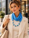 Turquoise Sjaal met Turquoise Kralenketting