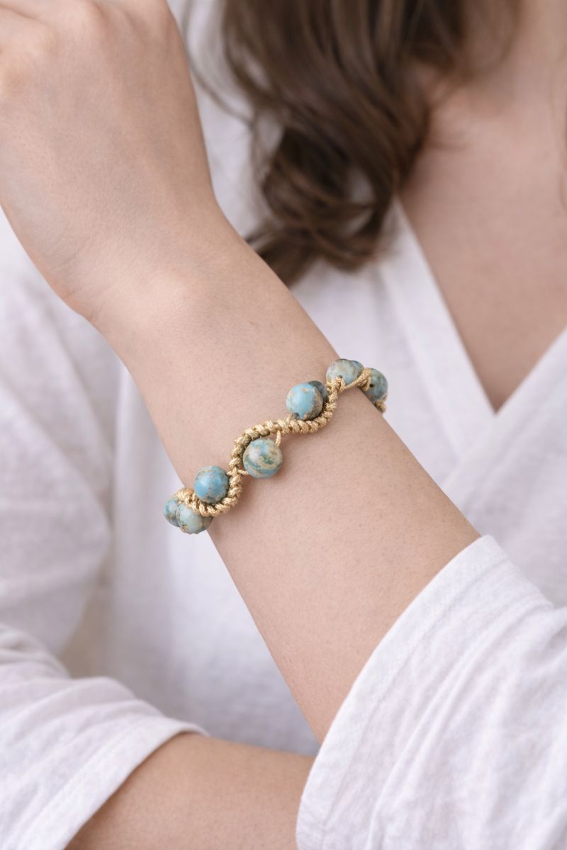 Turquoise Macramé Armband - Bohemian Luxe