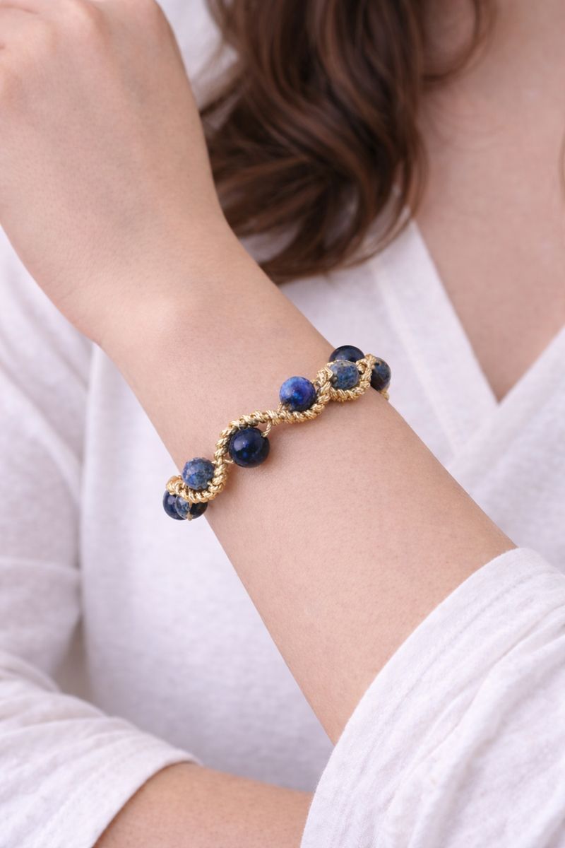 Lapis Lazuli Armband met Gouden Details