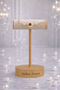 Pearl Flower Bracelet with Red Stone Gold