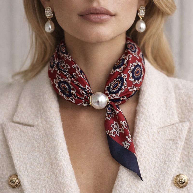 Red Scarf with Bohemian Pattern