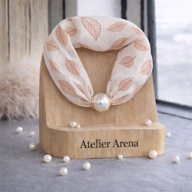 Pink Scarf with Leaf Motif