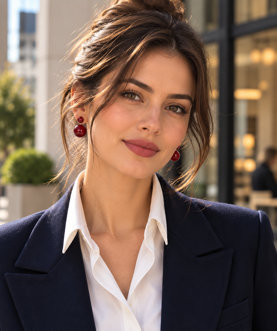 Pendientes de doble perla Burdeos