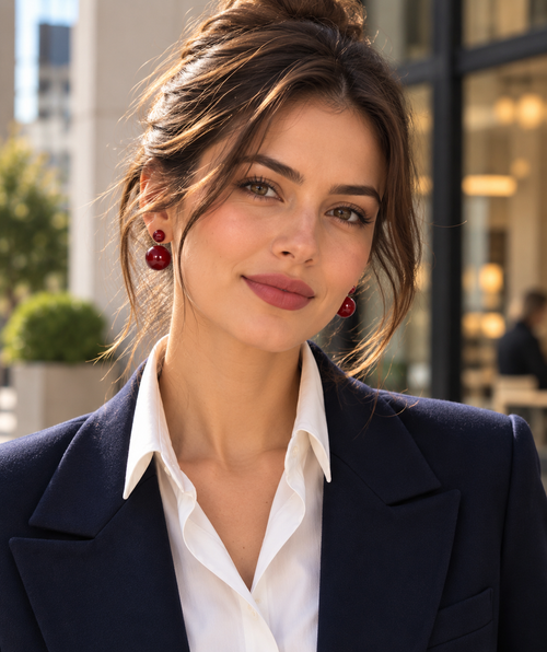 Pendientes de doble perla Burdeos
