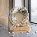 Silk Scarf with Pearl - Floral Print