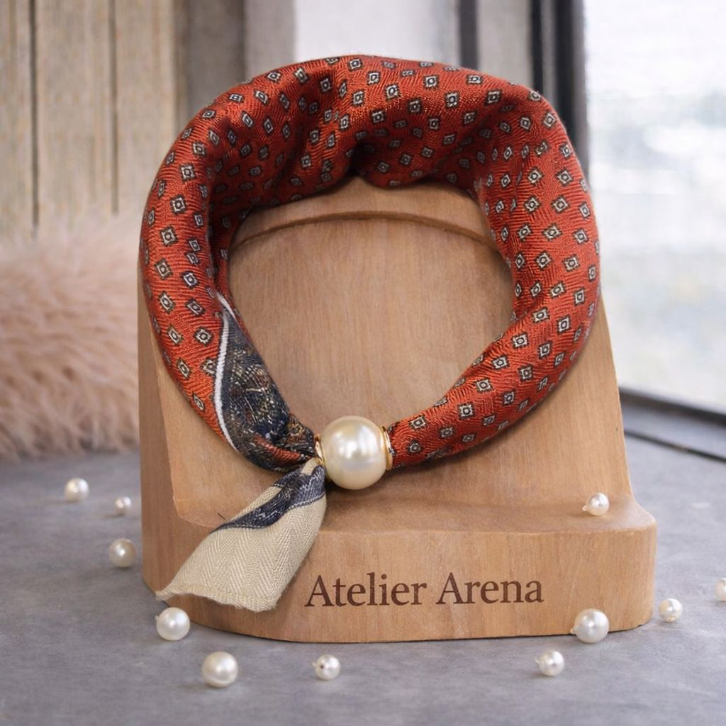 Oranje-Rood Sjaaltje met Geometrisch Patroon