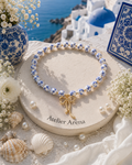 Delfts Blauw Ketting met Gouden Strik