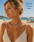 Parel Ketting met Gouden Zeester Hanger
